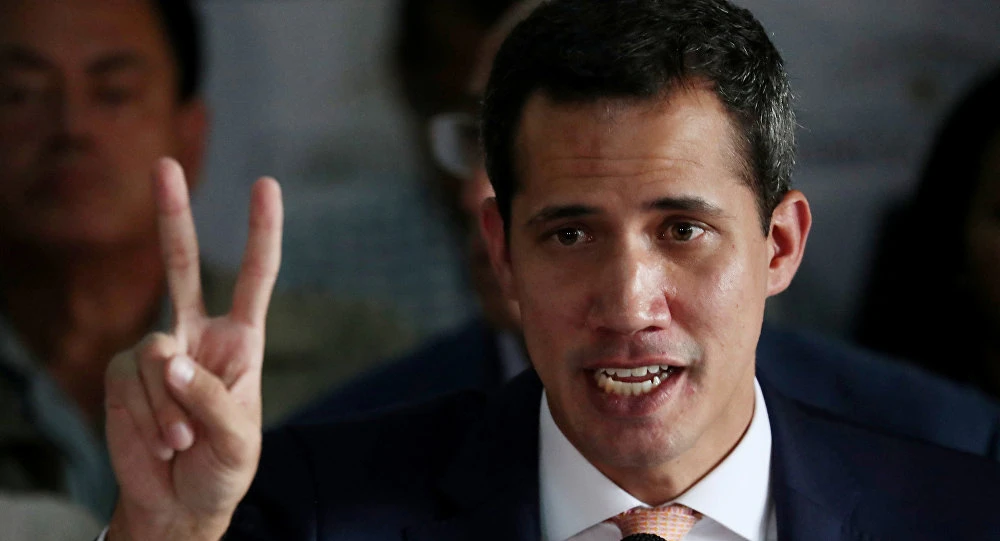 Venezuelan opposition leader Juan Guaido, who many nations have recognised as the country's rightful interim ruler, gestures during a news conference in Caracas, Venezuela May 9, 2019. REUTERS/Ivan Alvarado