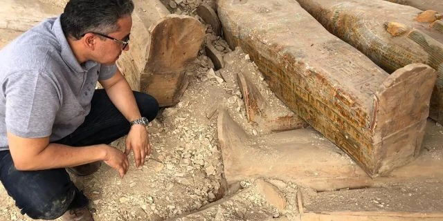 Archaeologists found at least 20 wooden coffins in the Asasif Necropolis, Luxor.