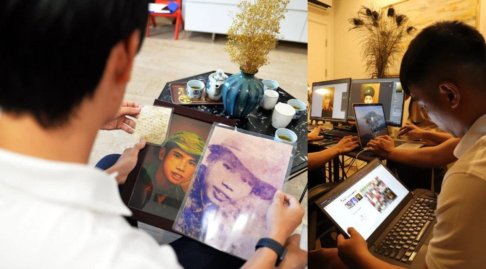 Quá trình phục dựng ảnh liệt sĩ luôn mang đến những cảm xúc khó tả đối với anh Trung và nhóm. Ảnh: ANH TRUNG Quá trình phục dựng ảnh liệt sĩ luôn mang đến những cảm xúc khó tả đối với anh Trung và nhóm. Ảnh: ANH TRUNG