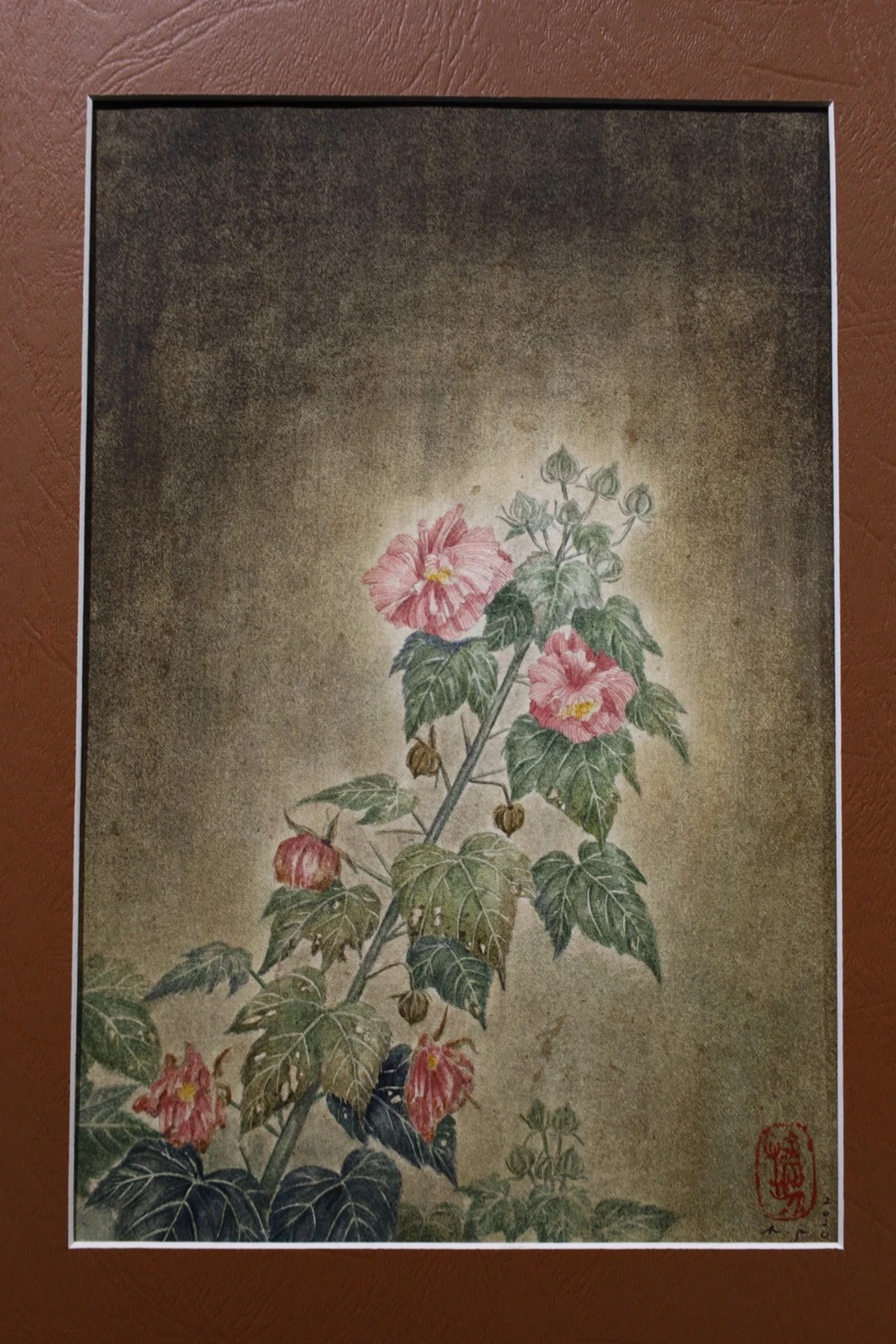 Tác phẩm “Những đóa phù dung” minh họa cho bài thơ: “Ngày rồi lại đêm/những đóa phù dung/tàn rồi lại nở”. Ảnh: QUỐC HƯƠNG.