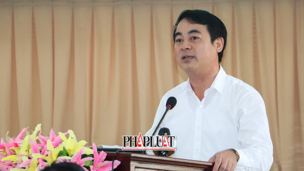 Ông Nghiêm Xuân Thành, Bí thư Tỉnh ủy Hậu Giang thông tin nhiều mục tiêu lớn để phát triển Hậu Giang nhanh trong thời gian tới. Ảnh: CHÂU ANH