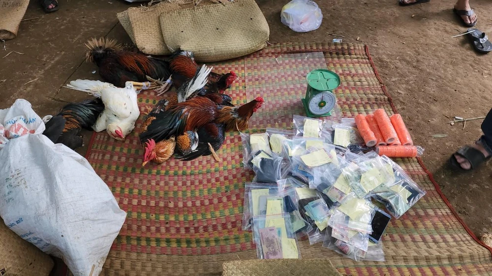 Tang vật công an thu giữ tại hiện trường. Ảnh VĂN VŨ