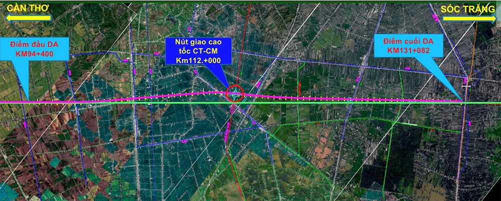 Cao tốc Châu Đốc - Cần Thơ - Sóc Trăng đoạn qua địa bàn tỉnh Hậu Giang có chiều dài khoảng 36,8 km.