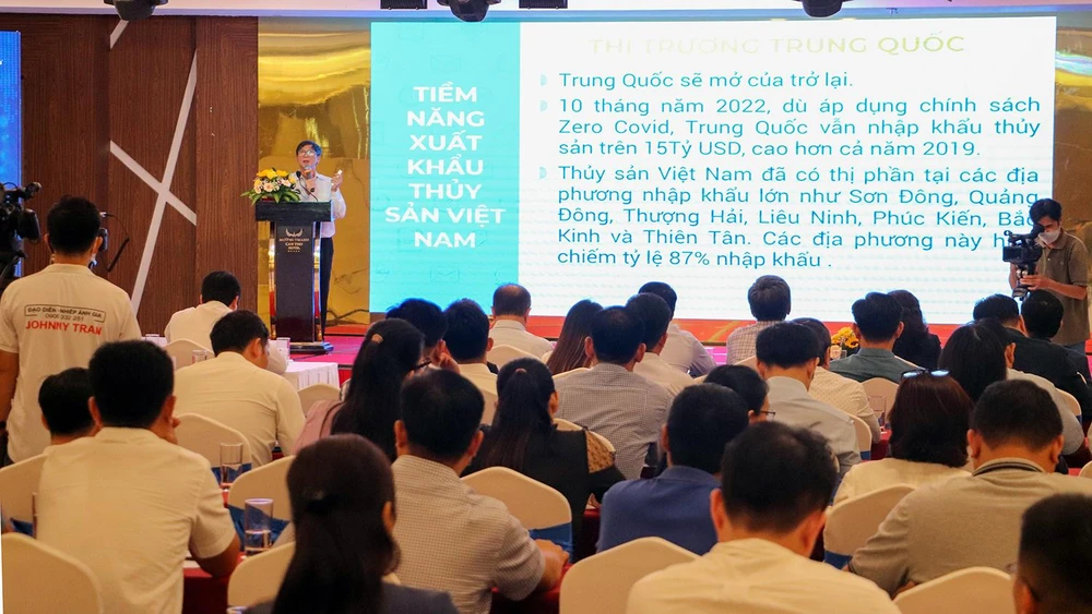 Tổng Thư ký VASEP thông tin 10 tháng năm 2022, dù áp dụng chính sách Zero Covid, nhưng Trung Quốc vẫn nhập khẩu thủy sản trên 15 tỉ USD, cao hơn cả năm 2019. Ảnh: CHÂU ANH