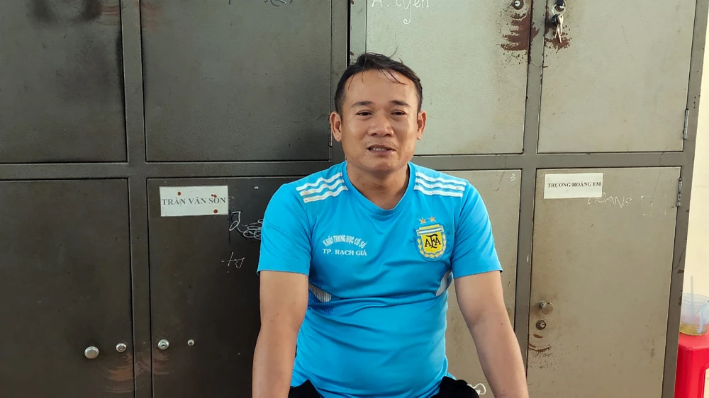 Bị can Phạm Thế Giáp tại cơ quan công an