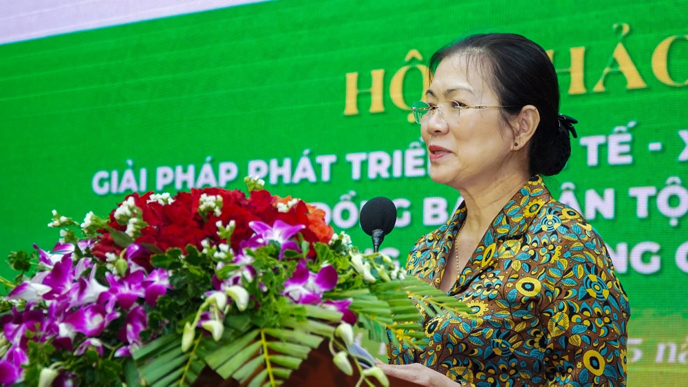 Theo Phó Chủ tịch Ủy ban TƯ MTTQ Việt Nam, Trương Thị Ngọc Ánh, để các dự án đầu tư, chính sách của nhà nước đến được với đồng bào dân tộc thiểu số, cần đẩy mạnh, nâng cao công tác giám sát, phản biện. Ảnh: TRUNG TIẾN