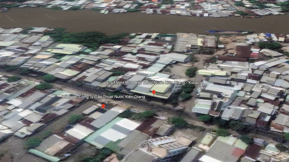 Qua xác minh và tài liệu thu thập được, Thanh tra tỉnh Kiên Giang đã chỉ ra nhiều sai phạm tại công ty Cấp thoát nước Kiên Giang. Ảnh: Vị trí trụ sở Công ty cấp thoát nước Kiên Giang trên bản đồ google. Ảnh: GT