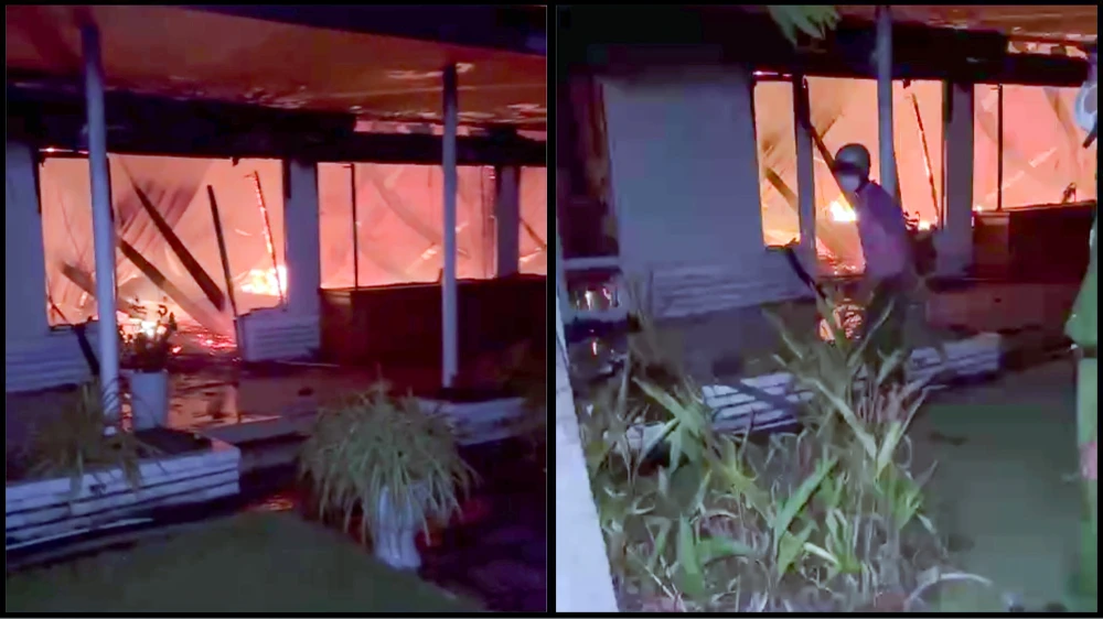 Cháy hội trường Thành ủy TP Hà Tiên tỉnh Kiên Giang