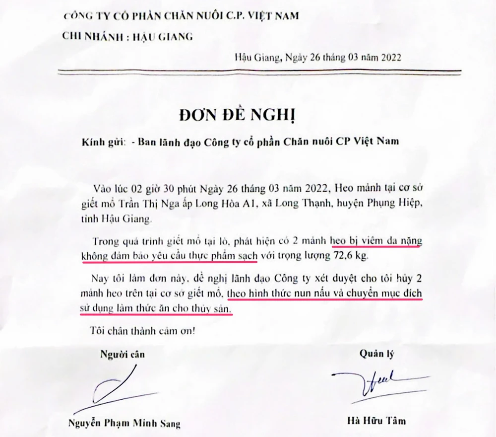 Vụ Công ty C.P bị tố bán thịt heo bệnh