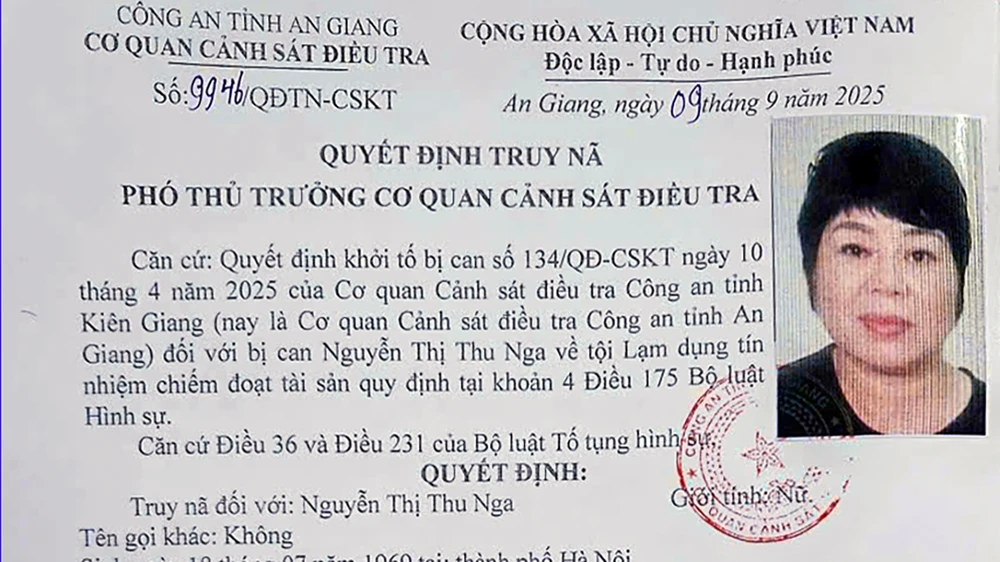 Công an tỉnh An Giang truy nã