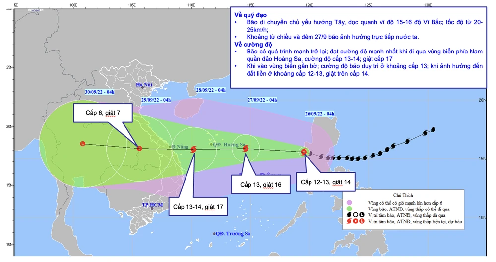 Dự báo về bão Noru của Trung tâm KTTVQG.