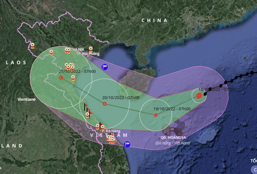 Dự báo quỹ đạo của bão số 6. Ảnh: VNDMS