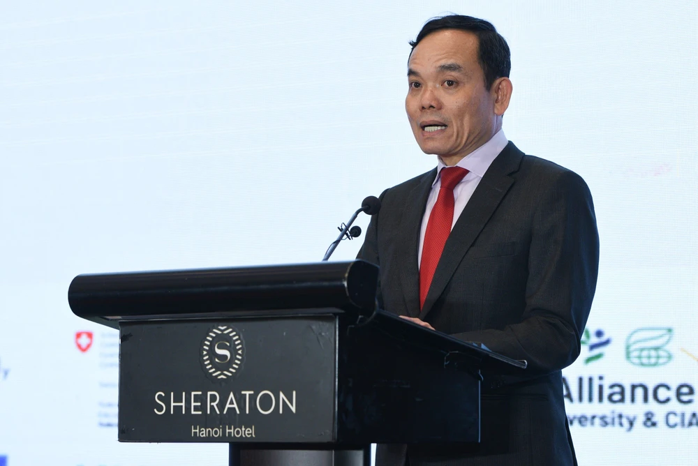 Phó Thủ tướng Chính phủ Trần Lưu Quang phát biểu khai mạc Hội nghị toàn cầu lần thứ 4 hệ thống lương thực thực phẩm bền vững. Ảnh: TÙNG ĐINH