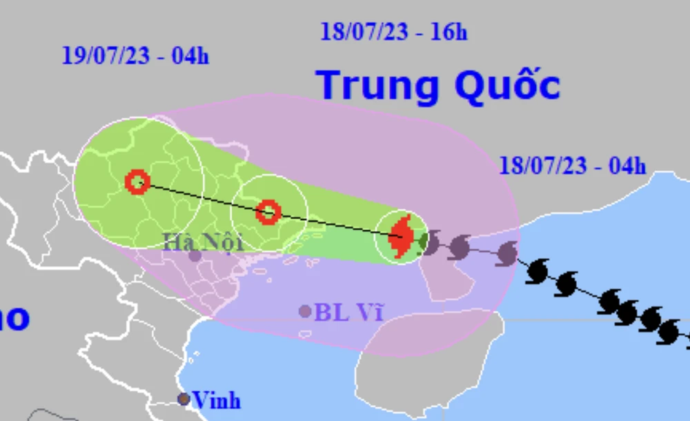 Dự báo vị trí và đường đi của bão số 1. Ảnh: KTTVQG