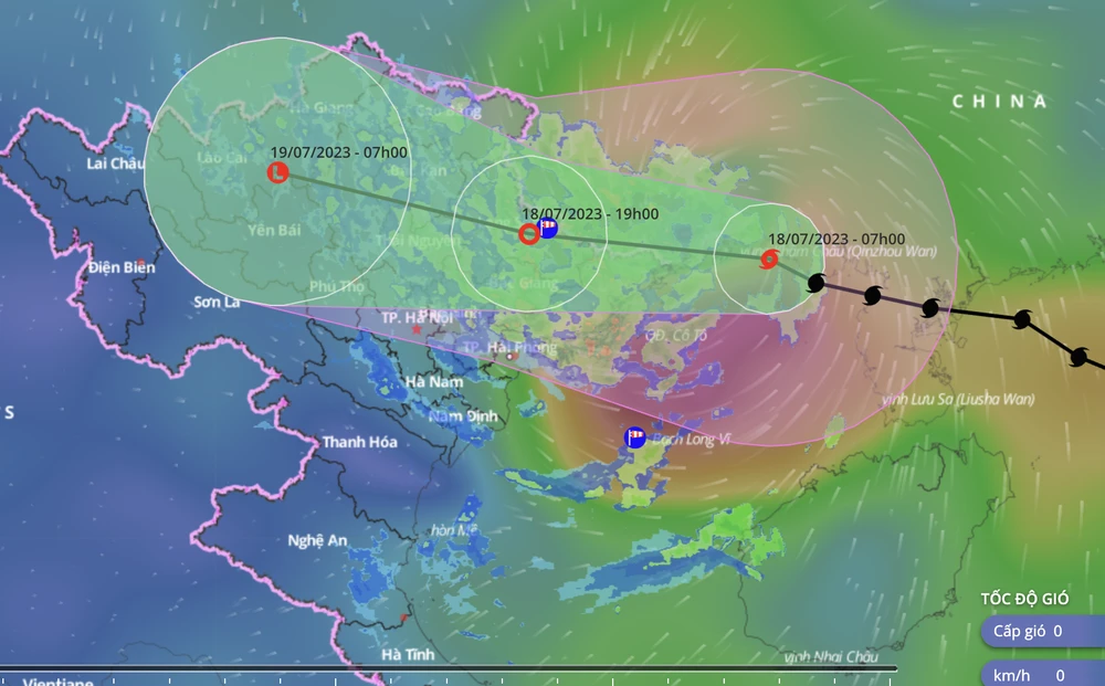 Dự báo vị trí và đường đi của bão. Ảnh: VNDMS