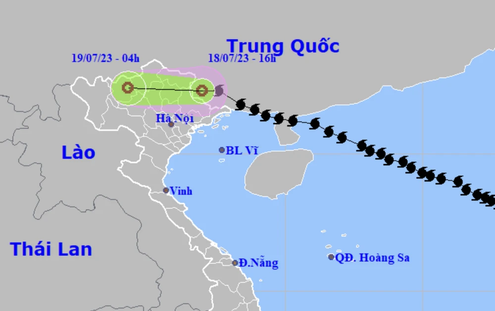 Bão số 1 suy yếu thành áp thấp nhiệt đới. Ảnh: KTTVQG