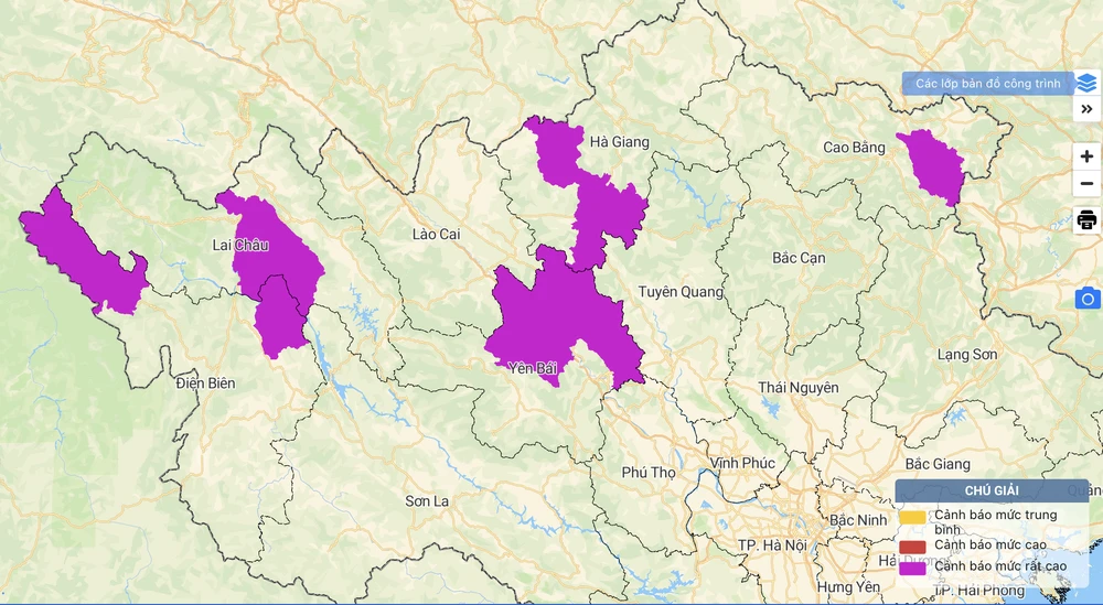 Cảnh báo nguy cơ sạt lở đất rất cao tại 29 xã. Ảnh: KTTVQG