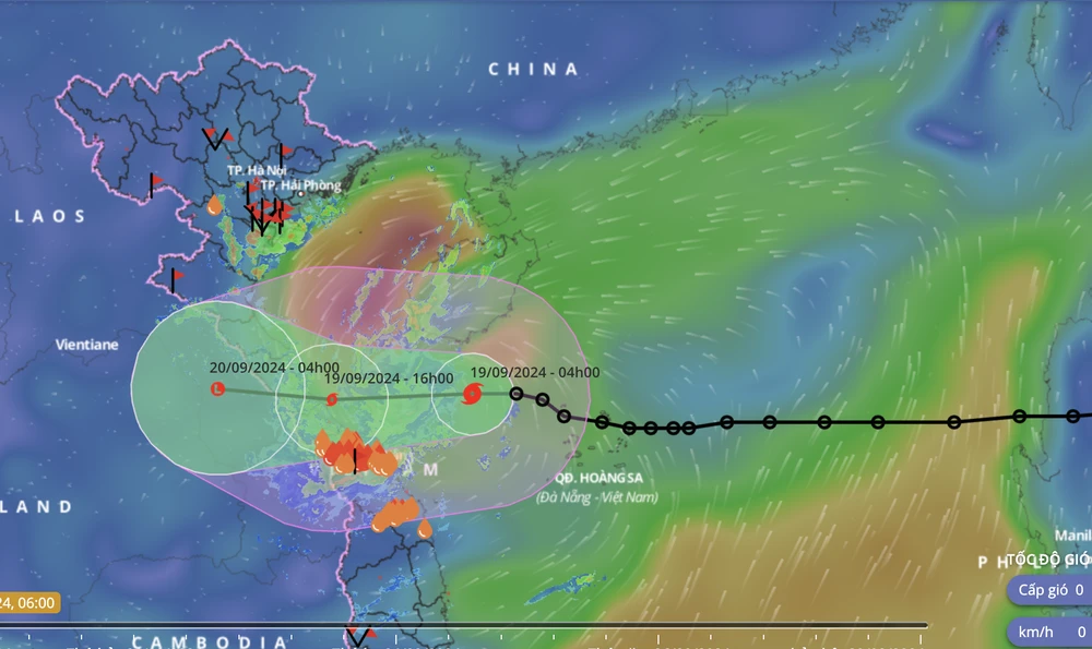 Dự báo hướng đi của bão số 4. Ảnh: VNDMS