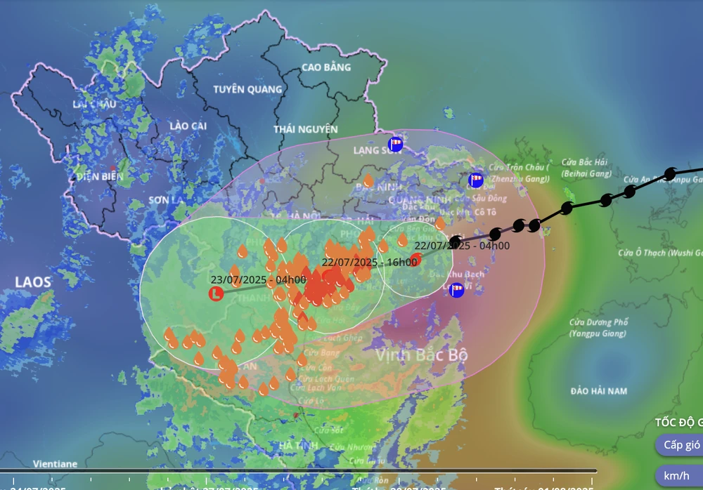 Dự báo vùng ảnh hưởng của bão số 3. Ảnh: VNDMS