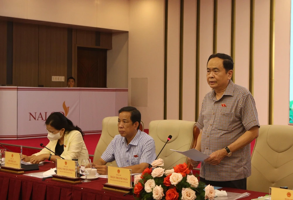 Phó Chủ tịch Thường trực Quốc hội Trần Thanh Mẫn phát biểu tại phiên họp ngày 14-5. Ảnh: TA