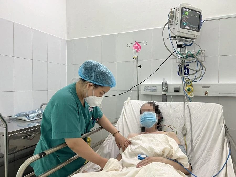 Bệnh nhân TTTN thời điểm điều trị tại BV Đà Nẵng. Ảnh: BVCC