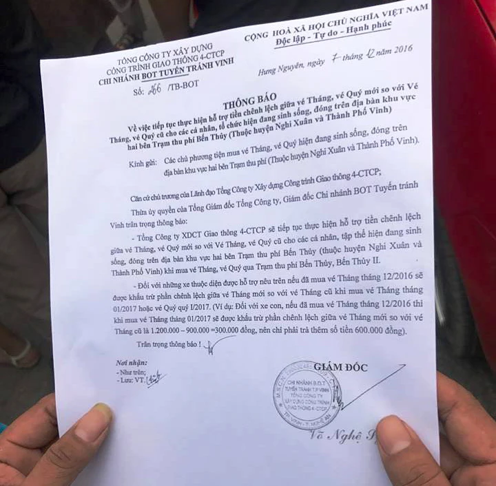 Công văn giảm phí vé tháng, vé quý cho người dân TP Vinh và huyện Nghi Xuân.