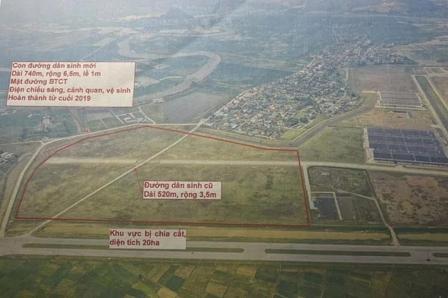 Sơ đồ tuyến đường dân sinh cũ và đường mới đã mở.