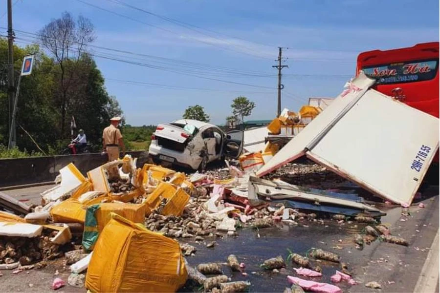 Hiện trường vụ tai nạn. Ảnh: CTV