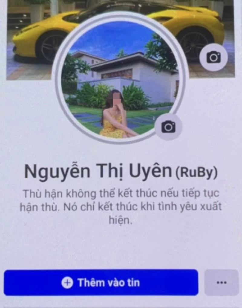 Hiếu lập Facebook ảo mang tên Nguyễn Thị Uyên (Ruby) để thực hiện hành vi lừa đảo chiếm đoạt tài sản.