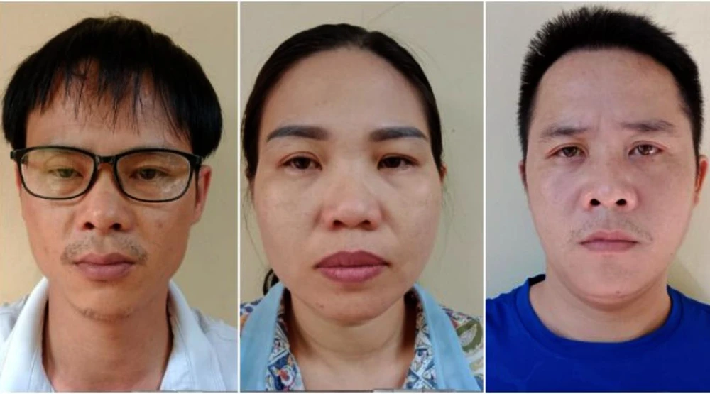 Các bị can Hiệu, Bích Thương, Minh. Ảnh: CA. Các bị can Hiệu, Bích Thương, Minh. Ảnh: CA.