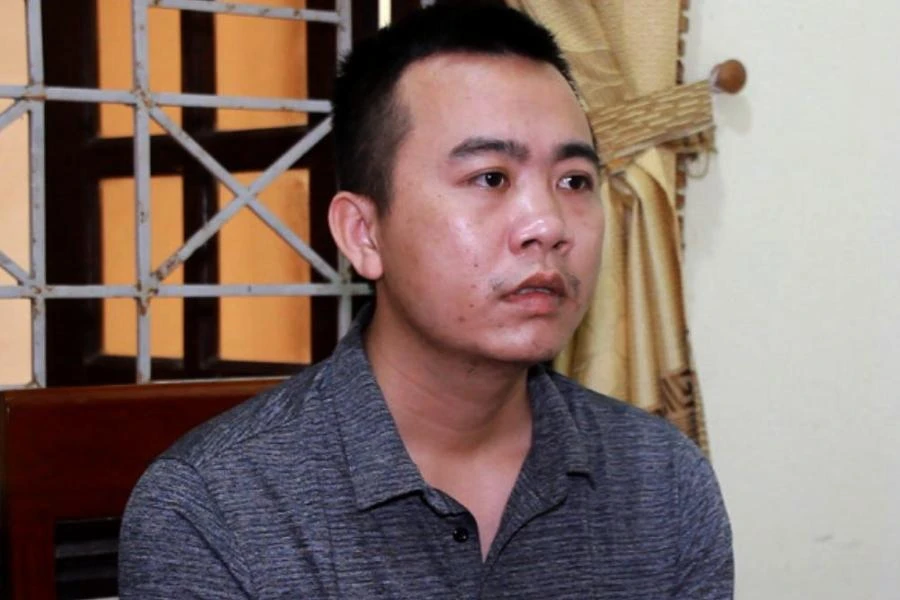 Nghi can Đậu Đức Bằng tại cơ quan điều tra. Ảnh: CA.