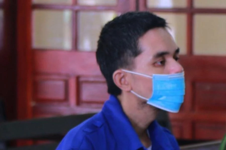 Bị cáo Thuận tại phiên tòa sơ thẩm.