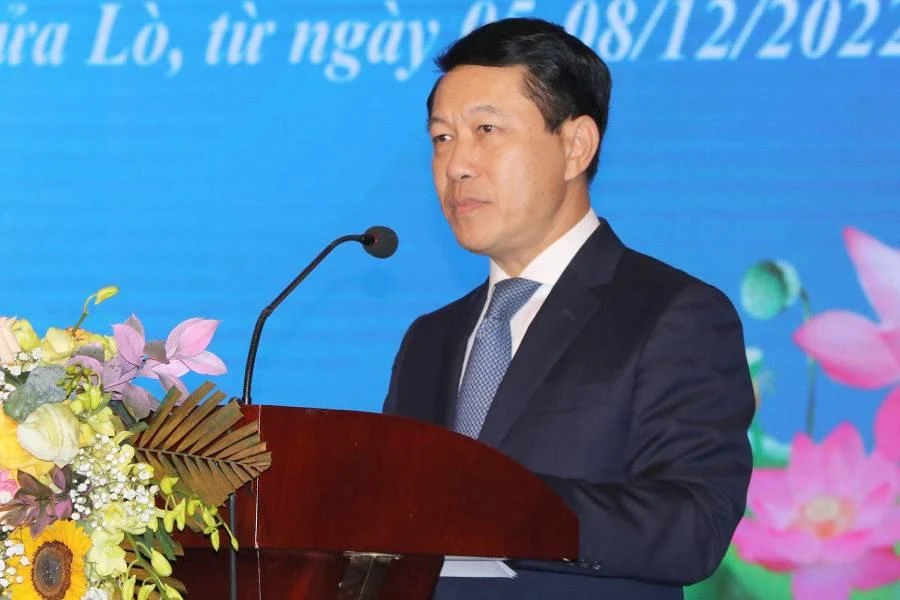 Ông Saleumxay Kommasith, Phó Thủ tướng, Bộ trưởng Bộ Ngoại giao nước CHDCND Lào phát biểu