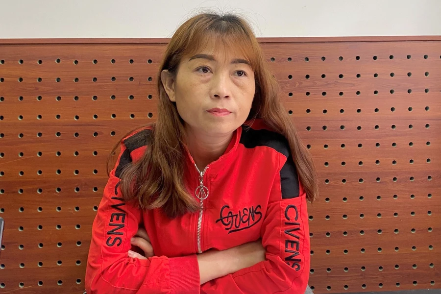 Bị can Lương Thị Năm tại cơ quan công an.