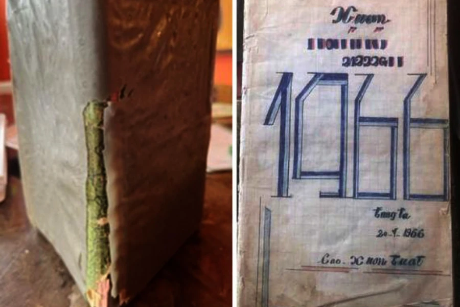 Hình ảnh cuốn nhật ký của liệt sĩ Cao Văn Tuất.