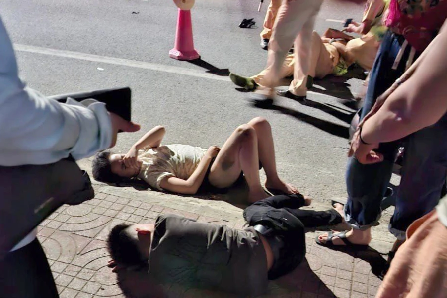 Thời điểm Hoàng điều khiển xe máy chở Đài gây ra vụ việc tông vào Đại uý CSGT.