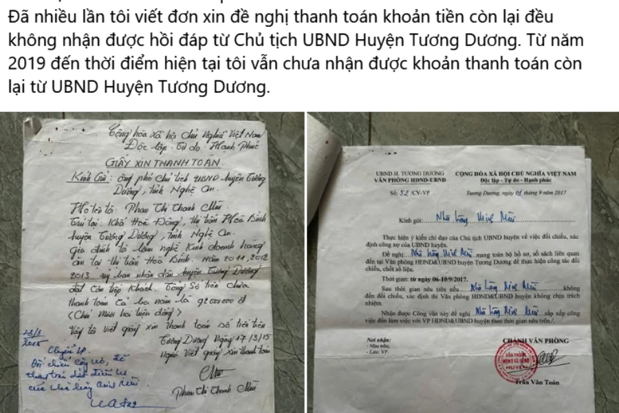 Người dân lên mạng xã hội đăng tải thông tin "đòi nợ" và hiện đã được giải quyết.