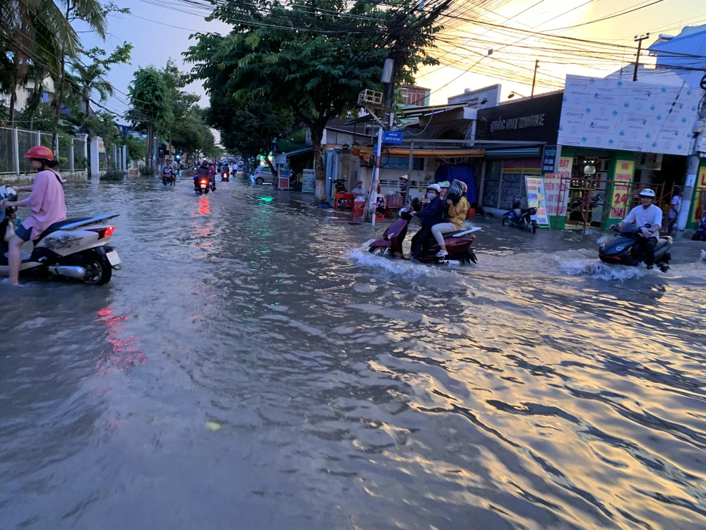Vĩnh Long: Xe cộ 'bơi' giữa phố do triều cường ảnh 5