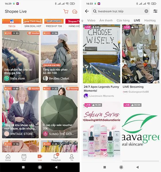 Hàng loạt nhà bán hàng livestream mỗi ngày trên các sàn thương mại điện tử. Ảnh: THU HÀ