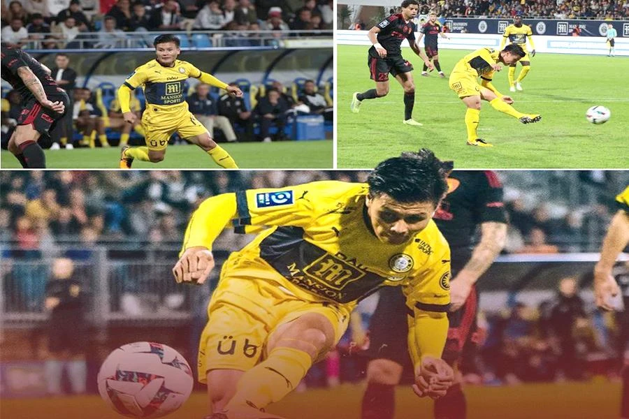 Báo Pháp mô tả bàn thắng của Quang Hải cho Pau FC. Ảnh: LA REP