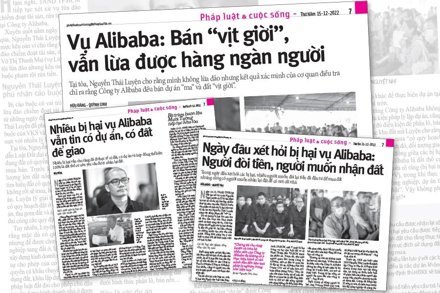 Các bài báo thông tin vụ án của Công ty Địa ốc Alibaba.