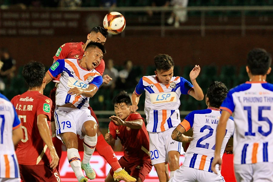 Trận đội V-League TP.HCM thua hạng Nhất Bà Rịa-Vũng Tàu bị loại khỏi Cúp Quốc gia. Ảnh: ANH PHƯƠNG