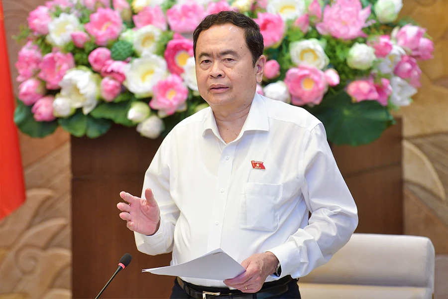 Phó Chủ tịch thường trực Quốc hội Trần Thanh Mẫn phát biểu tại phiên họp. Ảnh: THẮNG PHẠM