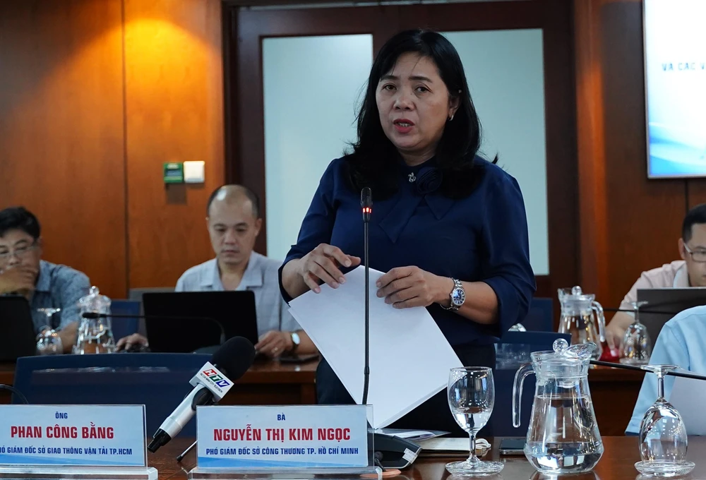 Bà Nguyễn Thị Kim Ngọc, Phó Giám đốc Sở Công thương TP.HCM thông tin tại họp báo. Ảnh: HUỲNH THƠ