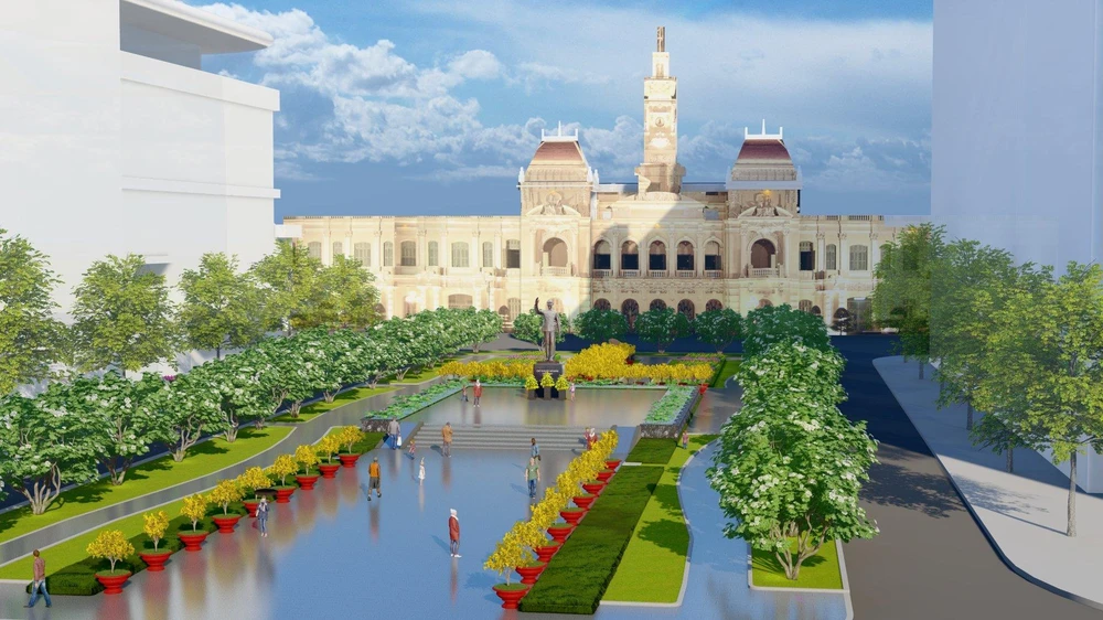 Ngoài ra, Đường hoa Nguyễn Huệ có sự thay đổi tiểu cảnh hoa tại khu vực tượng đài Bác Hồ. Thay vì 36 chậu mai như những năm trước là 68 cội mai vàng đến từ làng mai Bình Lợi (huyện Bình Chánh, TP.HCM).