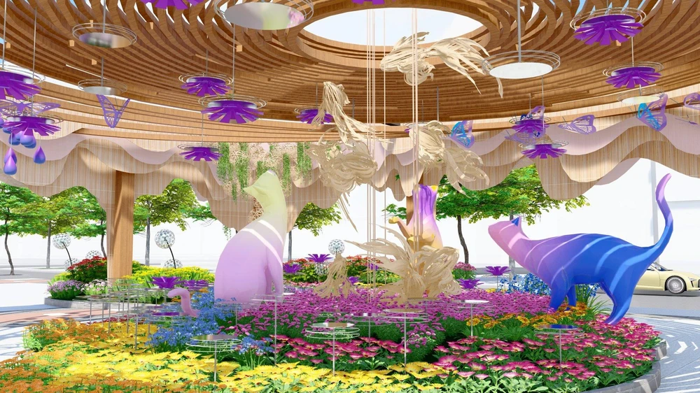 Năm nay, 70 hình ảnh linh vật mèo được cách điệu thể hiện đa dạng về kích thước (thấp nhất 0,6m, cao nhất 5,5m).