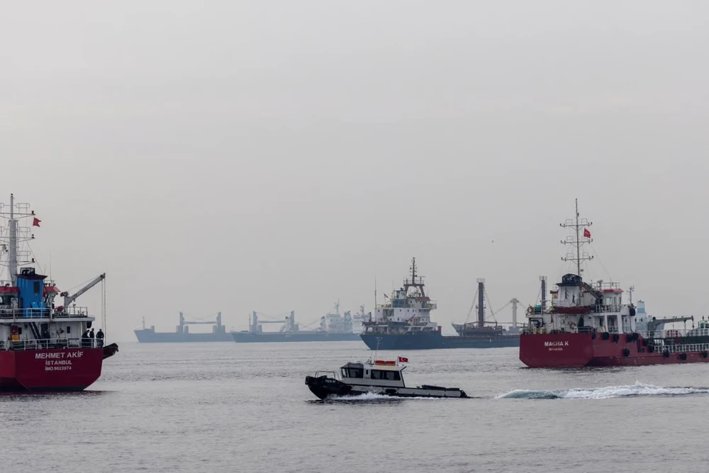 Nhóm tàu chở nông sản qua Biển Đen cập bến TP Istanbul (Thổ Nhĩ Kỳ). Ảnh: REUTERS Nhóm tàu chở nông sản qua Biển Đen cập bến TP Istanbul (Thổ Nhĩ Kỳ). Ảnh: REUTERS