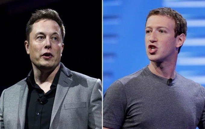 Ông chủ Twitter - Elon Musk (bên trái) và chủ tịch Meta - Mark Zuckerberg. Ảnh: AFP