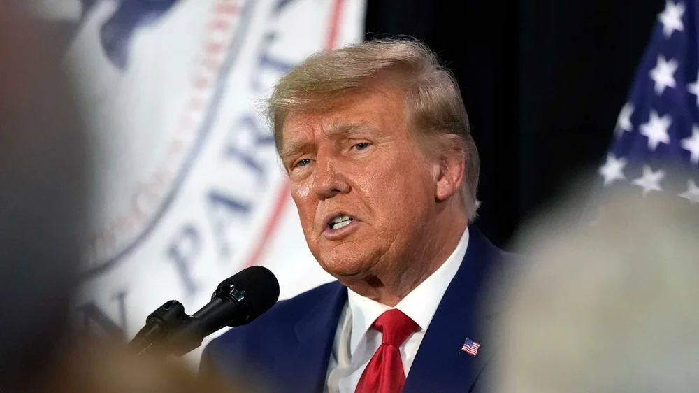 Cựu Tổng thống Mỹ Donald Trump phát biểu tại một sự kiện vận động tranh cử ở bang Iowa (Mỹ) ngày 18-7. Ảnh: AP