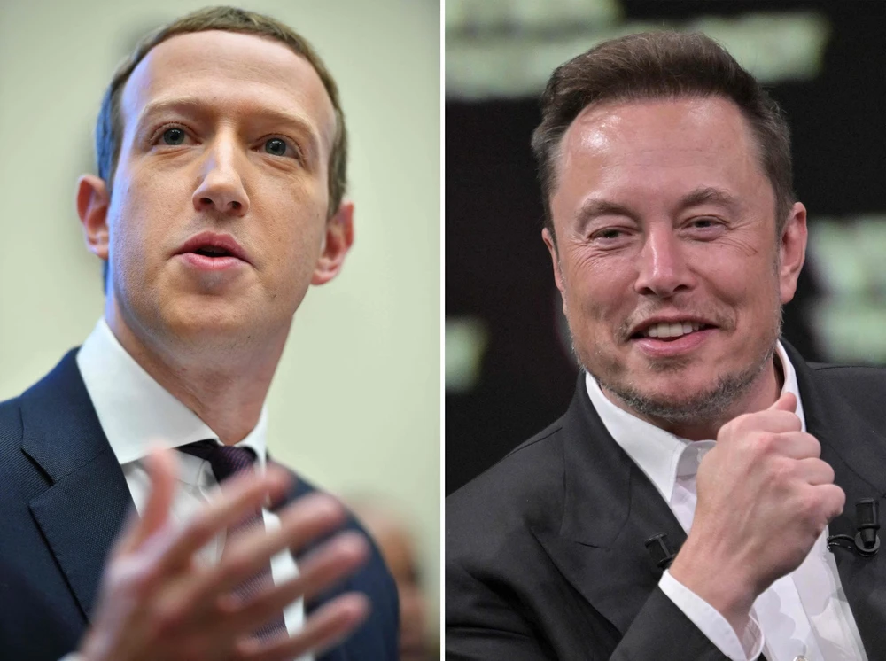 Tỉ phú Mark Zuckerberg (trái) và tỉ phú Elon Musk. Ảnh: AFP
